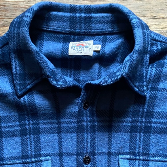 Faherty Legend Sweater Flannel Shirt Medium - Picture 4 of 14